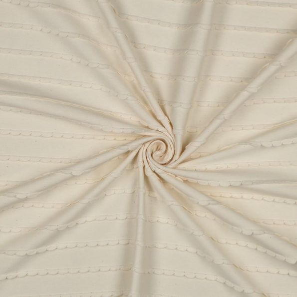 Tissu Jersey Coton à volants uni Ecru - Par 10 cm