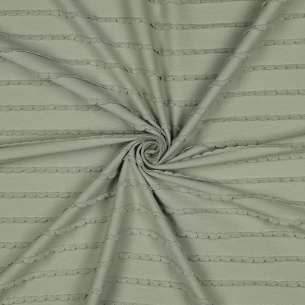 Tissu Jersey Coton à volants uni Vert sauge - Par 10 cm