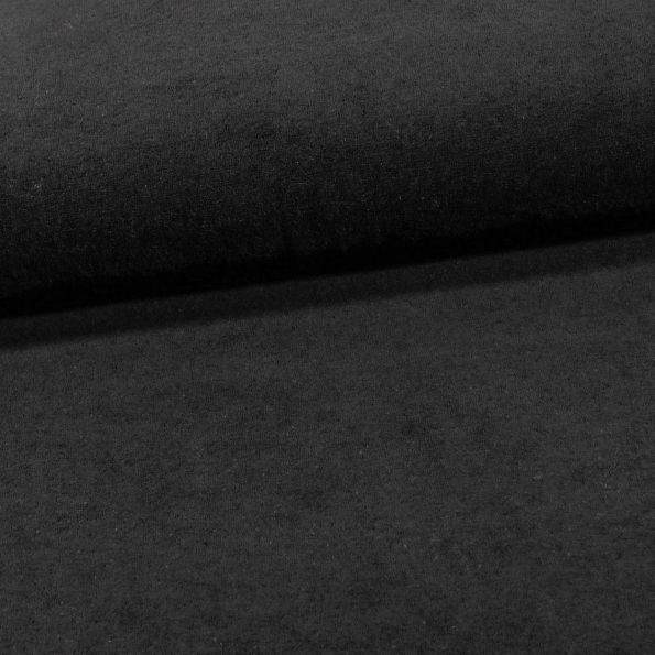 Tissu Jersey Velours Eponge Noir - Par 10 cm