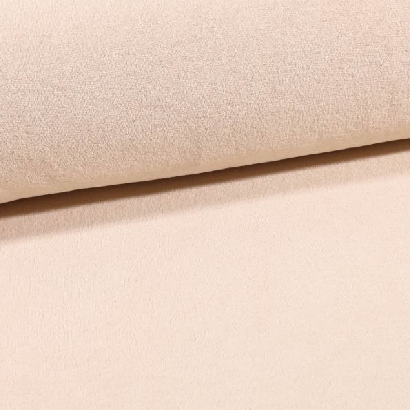 Tissu Jersey Velours Eponge Beige - Par 10 cm