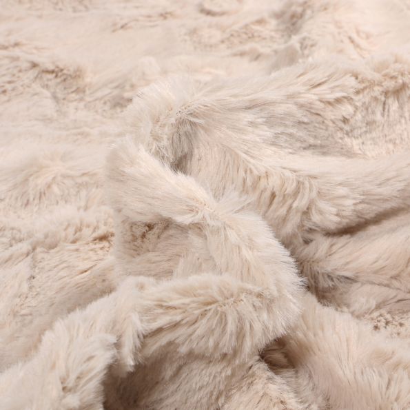 Coupon Tissu Fausse fourrure Lincia Ecru - Coupon de 60 cm