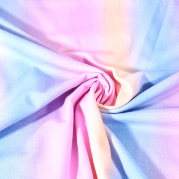 Tissu Jersey Coton Poppy tie and dye Bleu - Par 10 cm