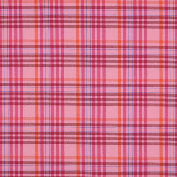 Tissu Coton imprimé Pinkara sur fond Rose - Par 10 cm