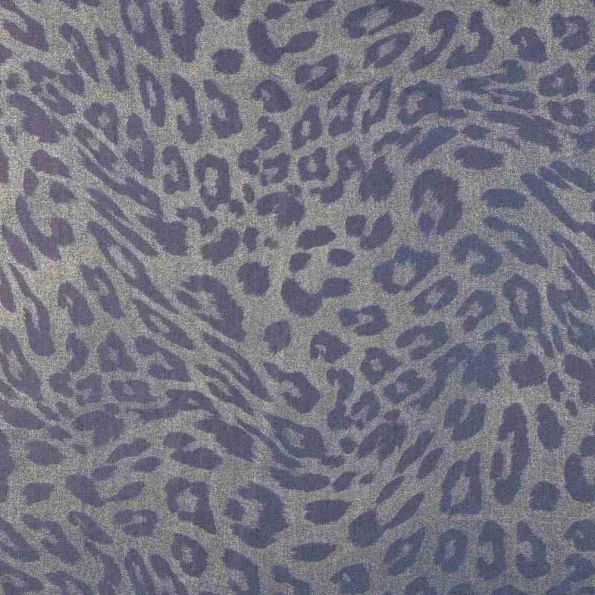 Tissu Coton imprimé tacheté violet Wildara sur fond Gris Argent - Par 10 cm