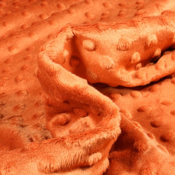 Tissu Minky Ultra doux Pois Cuivre - Par 10 cm