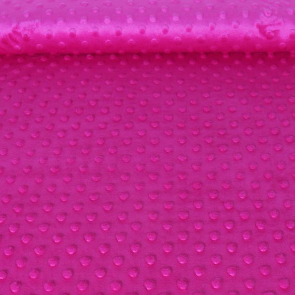 Tissu Minky Ultra doux Pois Rose fuchsia - Par 10 cm