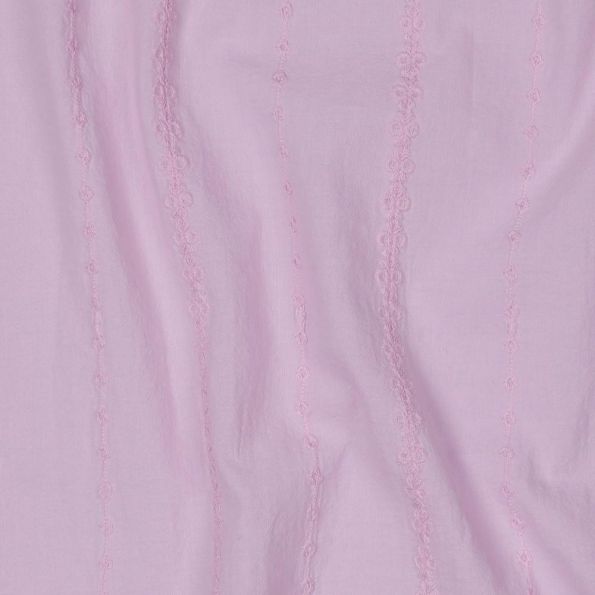 Tissus Coton broderie Linéa rose sur fond Rose pâle - Par 10 cm