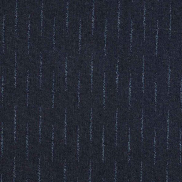 Tissu Jeans Denim rayure Skaro bleu clair sur fond Bleu marine - Par 10 cm