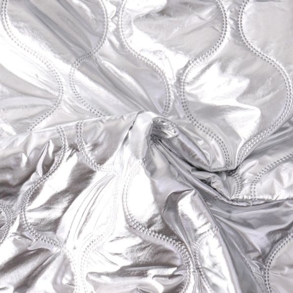 Tissu Doudoune réversible alvéoles Ondine uni Argent envers Gris - Par 10 cm