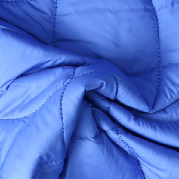 Tissu Doudoune matelassé Nils uni Bleu roi envers Vert anis - Par 10 cm