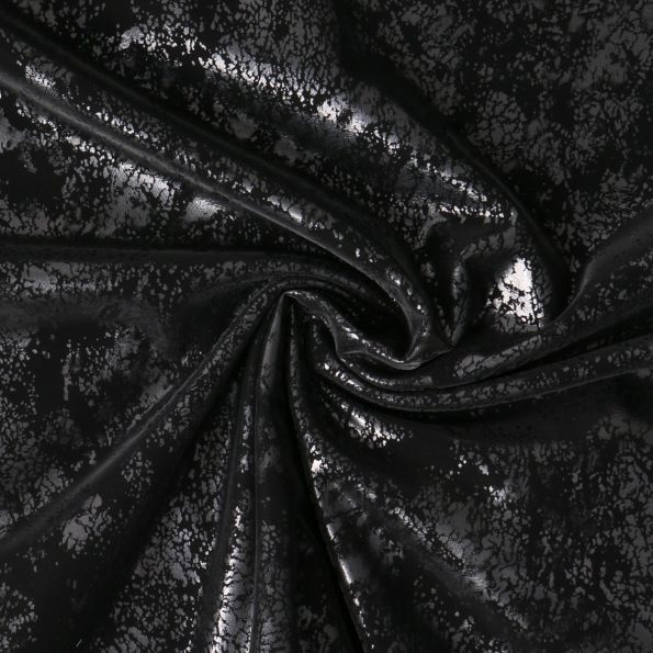 Tissu Simili Cuir Stretch envers polaire effet suédine uni Noir - Par 10 cm