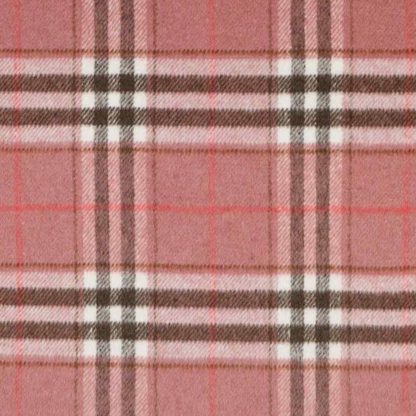Tissu Tartan Ecossais Highlands touché laine lourd Rose blush - Par 10 cm