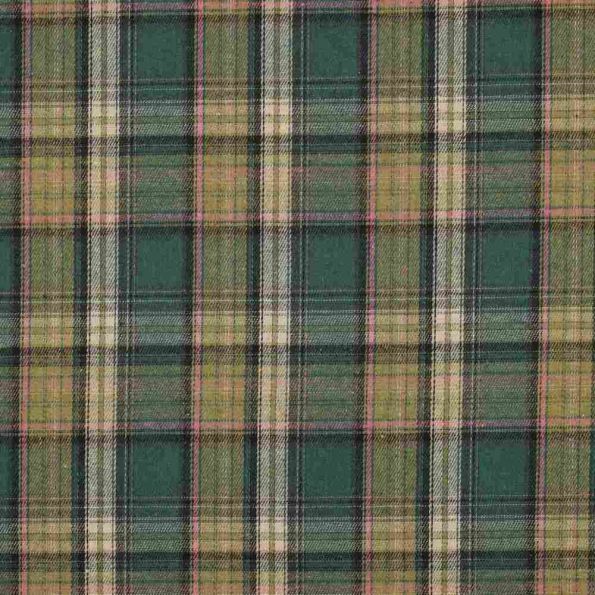 Tissus Tartan Ecossais Macleod touché laine léger Vert gazon - Par 10 cm