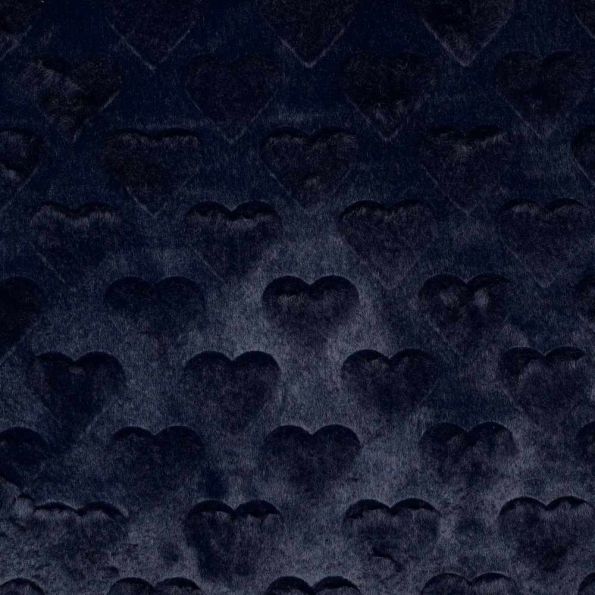 Tissu Fausse fourrure cœurs Elena uni bleu nuit - Par 10 cm