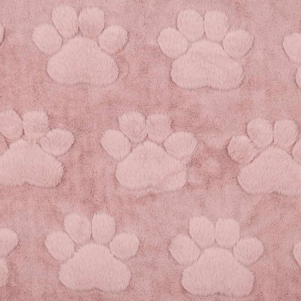 Tissu Fausse fourrure Misha patoune uni Rose - Par 10 cm