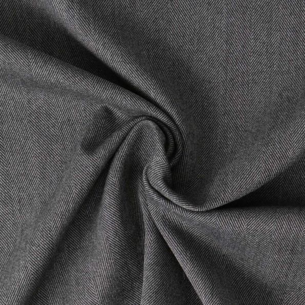 Tissu Gabardine polyviscose Erine motif chevron uni  Gris anthracite - Par 10 cm