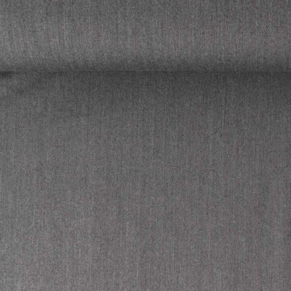 Tissu Gabardine polyviscose Ariane motif chevron uni  Gris chiné - Par 10 cm