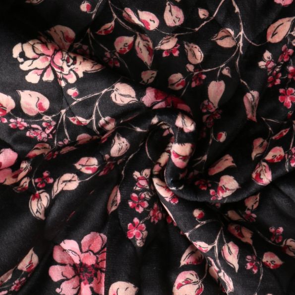 Tissu Matelassé Anne tout doux  envers doudoune Noir - Par 10 cm