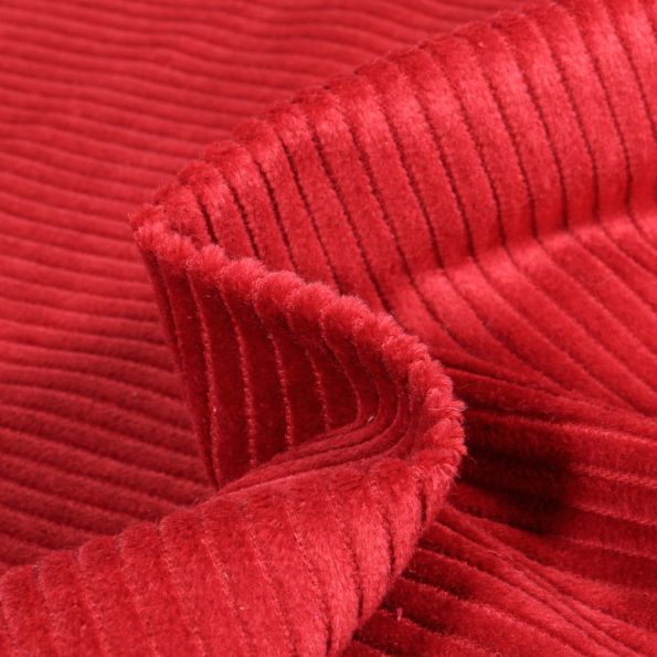 Tissu Velours Grosses côtes Rouge foncé - Par 10 cm