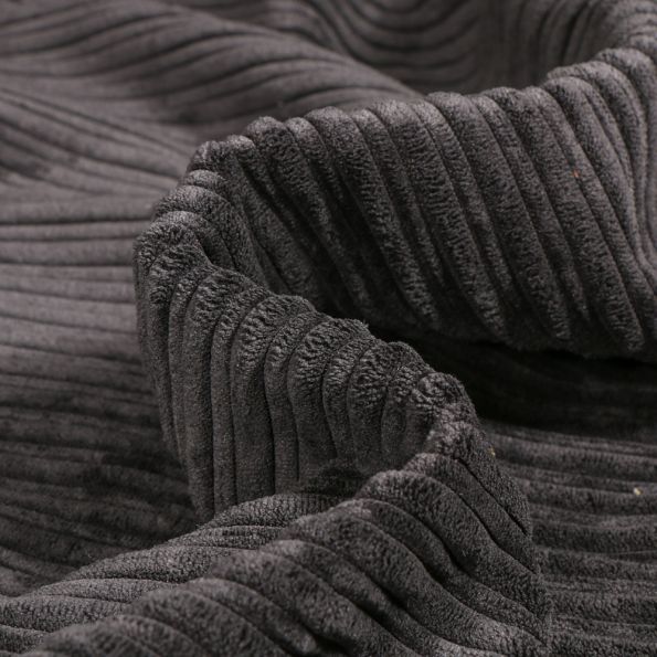 Tissu Velours minky côtelé envers fausse fourrure mouton Noir - Par 10 cm