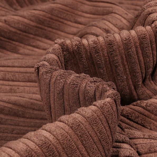 Tissu Velours minky côtelé envers fausse fourrure mouton Marron - Par 10 cm