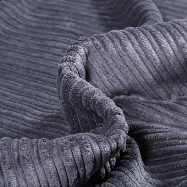 Tissu Velours minky côtelé envers fausse fourrure mouton Bleu denim - Par 10 cm