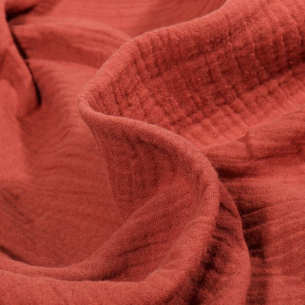 Coupon Tissu Double gaze uni Bio Terracotta - Coupon de 200 cm