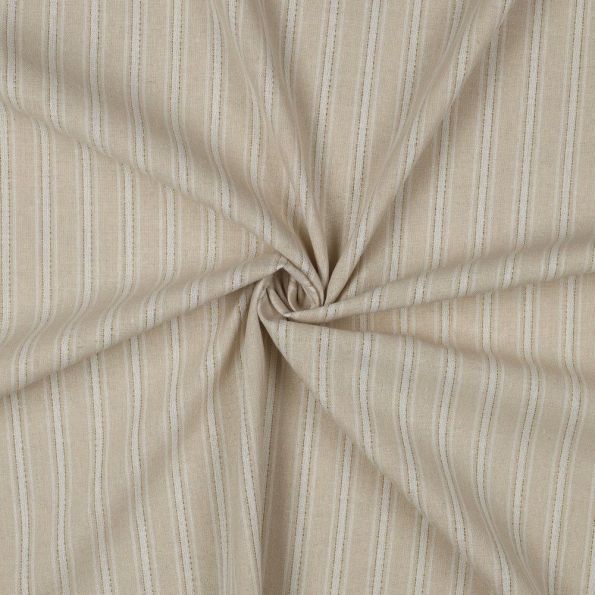 Tissu Lin Viscose lurex Rayé blanc sur fond Ecru - Par 10 cm