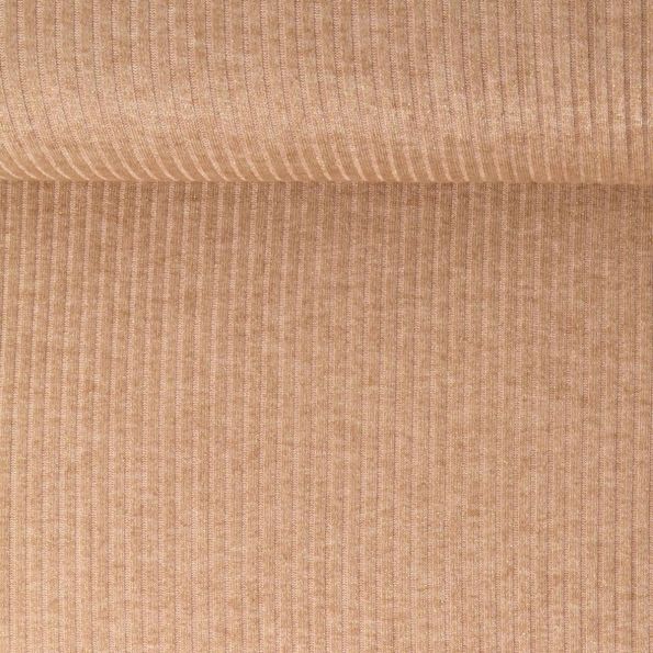 Tissu Maille côtelé pailleté Naëlle uni Camel - Par 10 cm