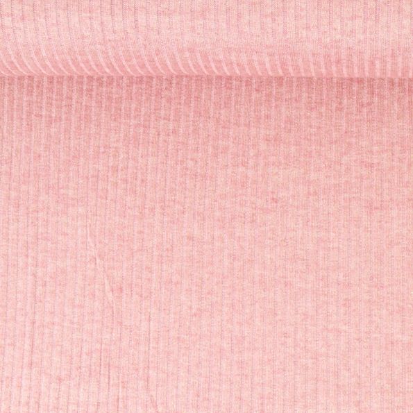 Tissu Maille côtelé pailleté Naëlle uni Rose - Par 10 cm