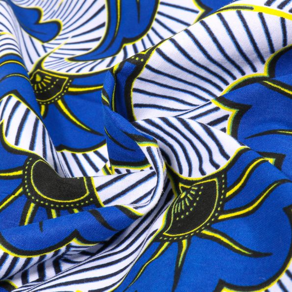 Coupon 5m40 Wax africain N° 904 sur fond Bleu roi