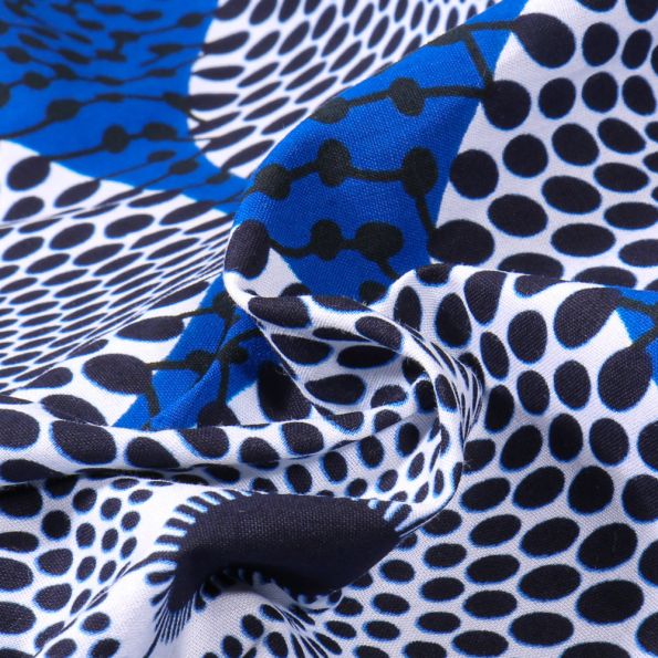 Coupon 5m40 Wax africain N°  905 sur fond Bleu roi