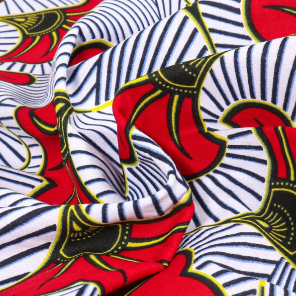 Coupon 5m40 Wax africain N° 906 sur fond Blanc