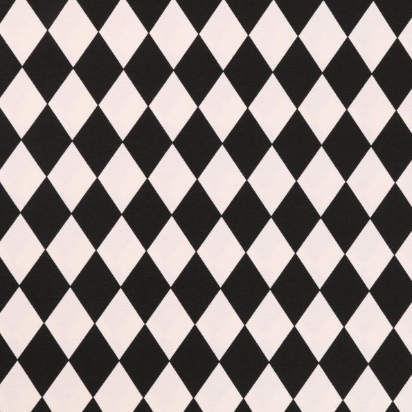 Tissu Toile Coton Losanges Noirs et blancs - Par 10 cm