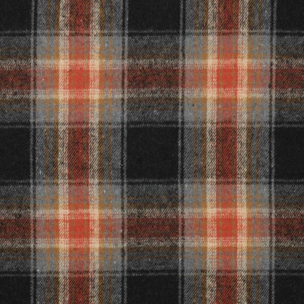 Tissu Tartan Ecossais brossé Bruna sur fond Gris anthracite - Par 10 cm