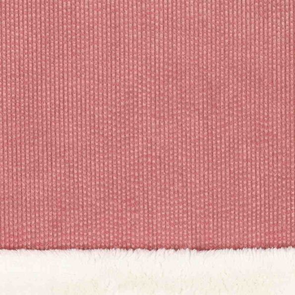 Tissu Velours Côtelé envers Doudou Cosy uni Rose poudré - Par 10 cm