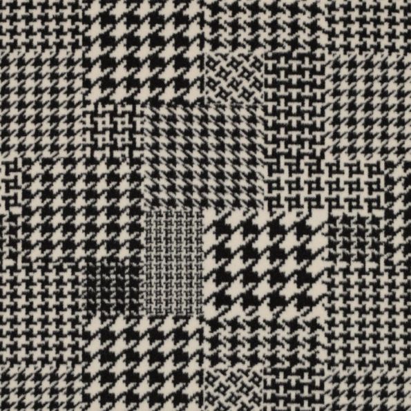 Tissu Tartan  écossais brossé Pied de poule sur fond Blanc - Par 10 cm