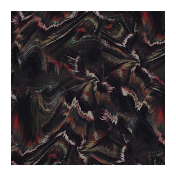 Tissu Viscose Kamila sur fond Noir - Par 10 cm