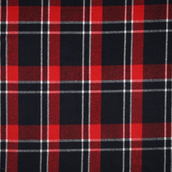 Tissu Tartan Ecossais brossé Georgie sur fond Bleu marine - Par 10 cm