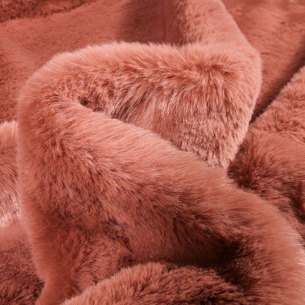 Tissu Fausse fourrure Luxe Ultra douce épaisse Bois de rose - Par 10 cm