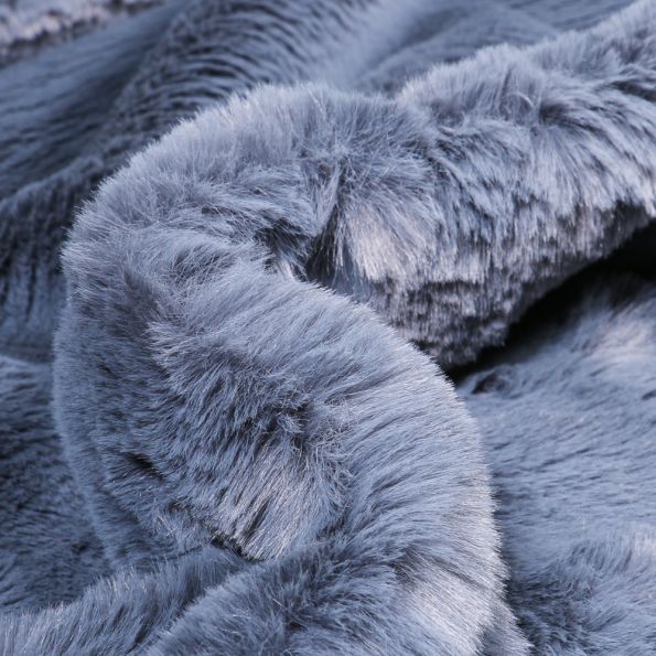 Tissu Fausse fourrure Luxe Ultra douce épaisse Bleu denim - Par 10 cm