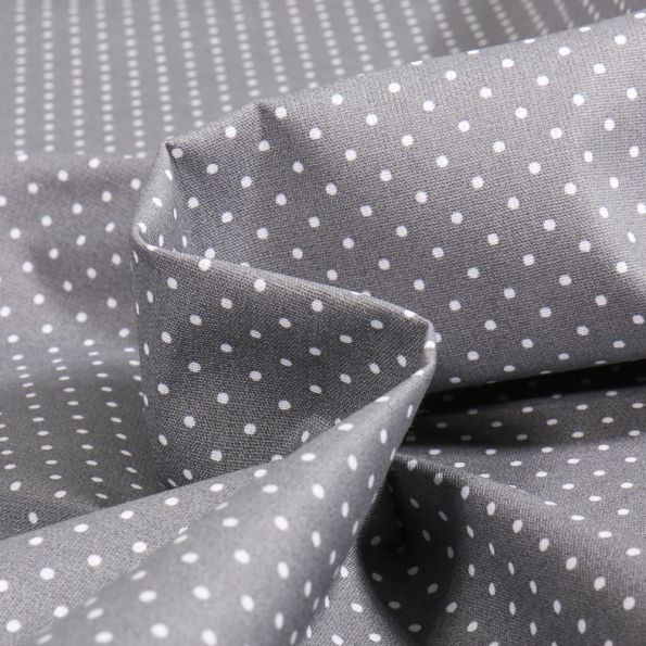 Coupon Tissu Coton enduit Petits pois blancs sur fond Gris foncé - Coupon de 30 cm