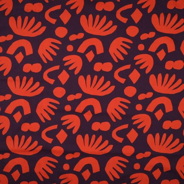 Tissu Popeline de Coton Nerida Hansen Rouge - Par 10 cm