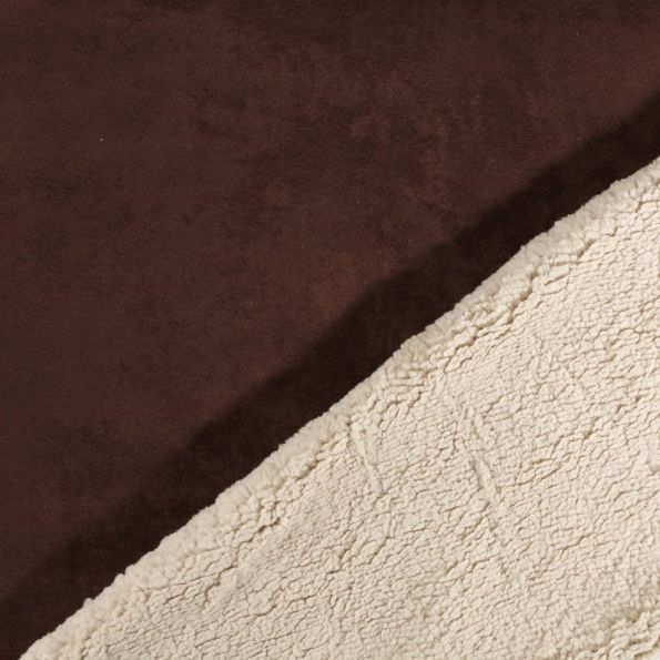 Tissu Suédine épaisse envers Mouton Marron chocolat - Par 10 cm