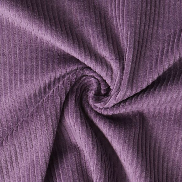Tissu Velours Côtelé lavé Garance uni Violet foncé - Par 10 cm