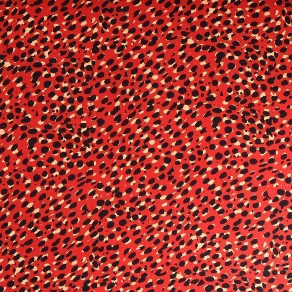 Tissu Viscose crêpe léopard Rouge - Par 10 cm
