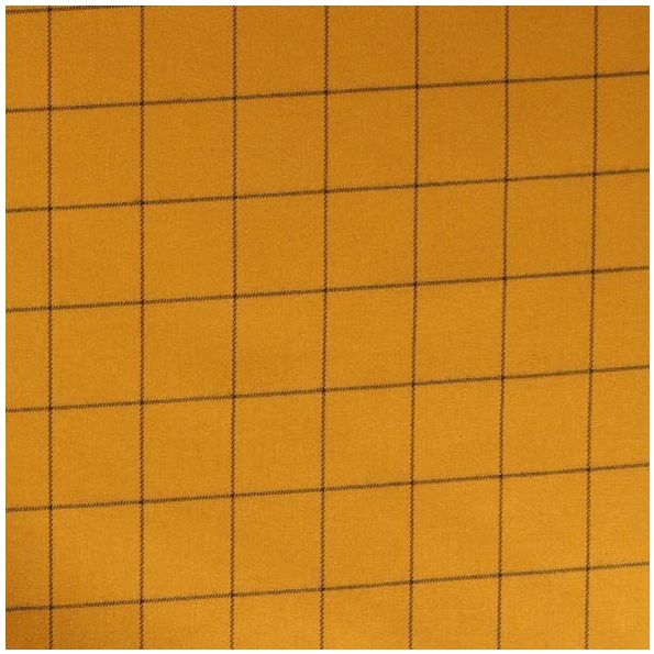 Tissu Gabardine Viscose Carreaux bleu marine sur fond Moutarde - Par 10 cm