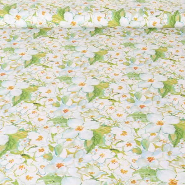 Tissu Gabardine Viscose Imprimé Petites Fleurs Rose De Qualité, Tissu