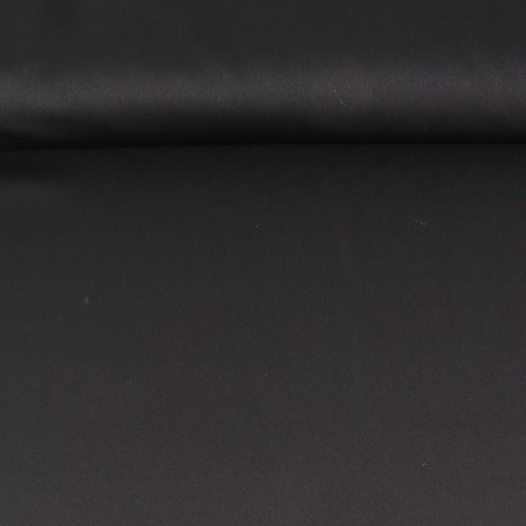 Tissu  Micro Satin mat Joséphine uni  Noir - Par 10 cm