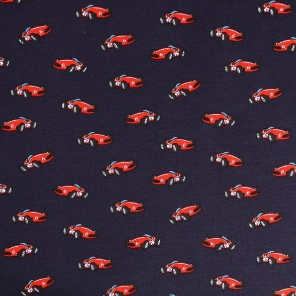 Tissu Enfant Imprimé Voitures - Fond Bleu - Occasion - Parfait Pour Couture Créative